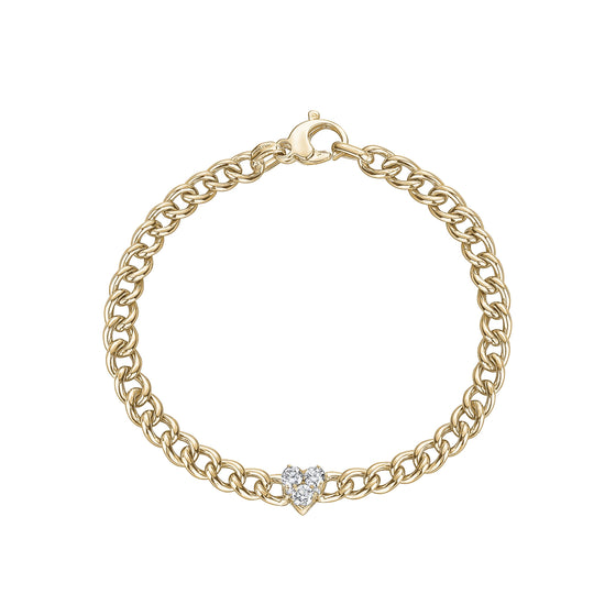 14K YELLOW  GOLD BRACELET WITH DIAMOND HEART