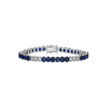  14K WHITE GOLD DIAMOND BRACELET WITH BLUE SAPPHIRE