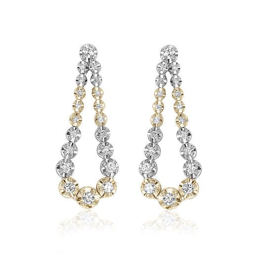 14K YELLOW & WHITE GOLD DIAMOND EARRINGS