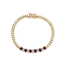  14K YELLOW GOLD DIAMOND BRACELET WITH RUBY