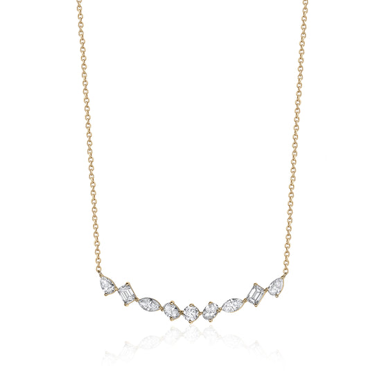 14k yellow gold lab grown bar necklace