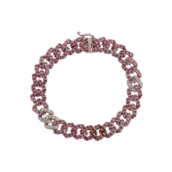 Pink sapphire and diamond bracelet in 14k ross gold