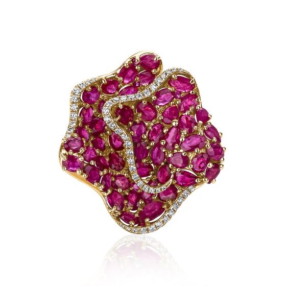 Rose Gold Ruby And Diamond Ring