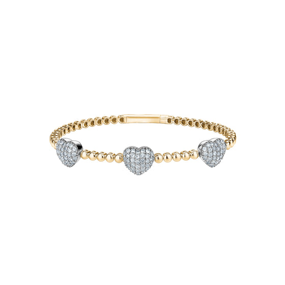 14K  YELLOW GOLD DIAMOND SOFT BANGEL WITH HEART