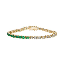  14k yellow gold and diamond and emerald Bracelet