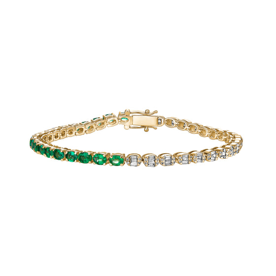 14k yellow gold and diamond and emerald Bracelet