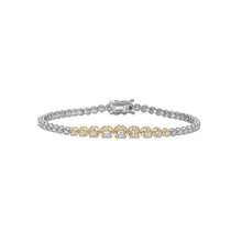  14 carat white and yellow gold diamond graduated bracelet