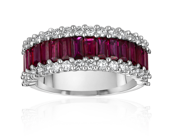 White gold diamond ruby ring