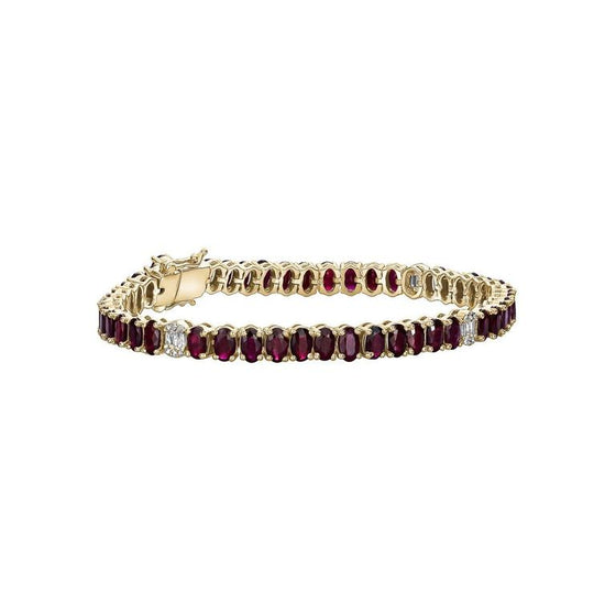 14K YELLOW & GOLD DIAMOND BRACELET WITH RUBY