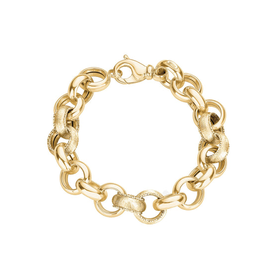 Italian 14 k gold fancy bracelet math and shiny finish