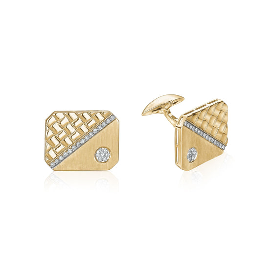 14K YELLOW  GOLD DIAMOND CUFFLINK