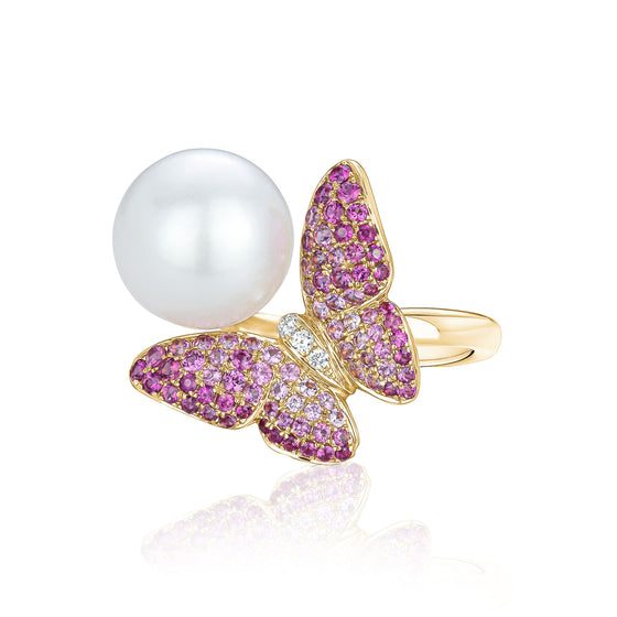 14K ROSE  GOLD DIAMOND RING WITH PINK SAPPHIRE