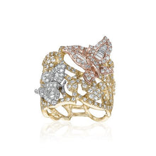  18K WHITE & YELLOW & ROSE GOLD DIAMOND RING