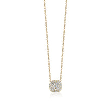  14K YELLOW GOLD DIAMOND CLUSTER PENDENT NECKLACE