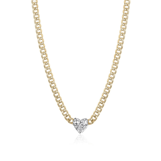 14K YELLOW  GOLD DIAMOND NECKLACE WITH Cuban chain