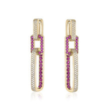  14K WHITE & YELLOW GOLD RUBY DIAMOND EARRING