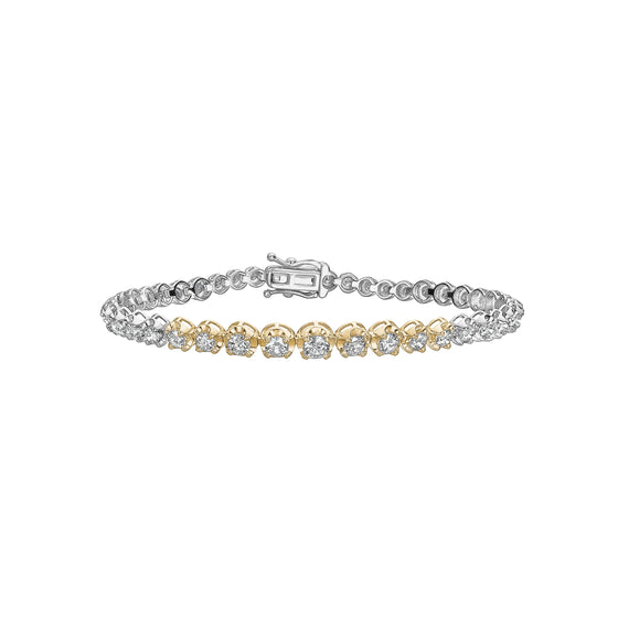 14 carat two tone gold and diamond bracelet