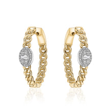  14K YELLOW & WHITE GOLD DIAMOND HOOP EARRING