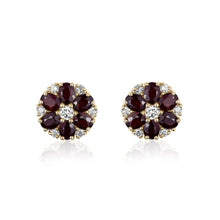  14K YELLOW GOLD DIAMOND & RUBY EARRINGS