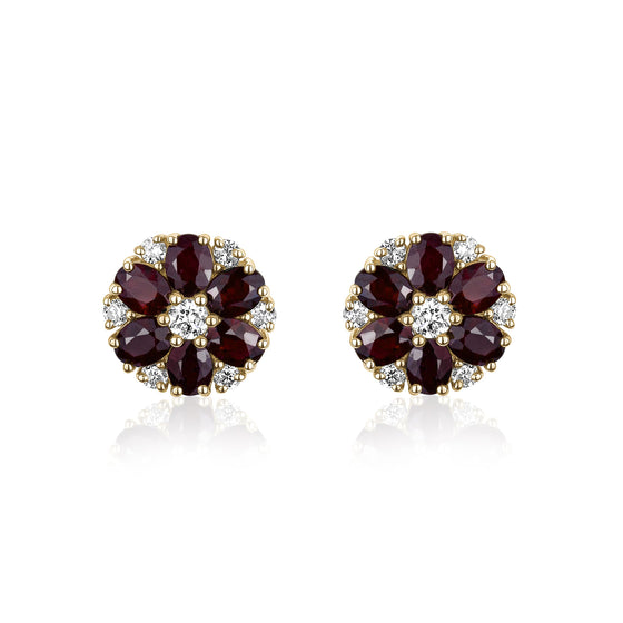 14K YELLOW GOLD DIAMOND & RUBY EARRINGS