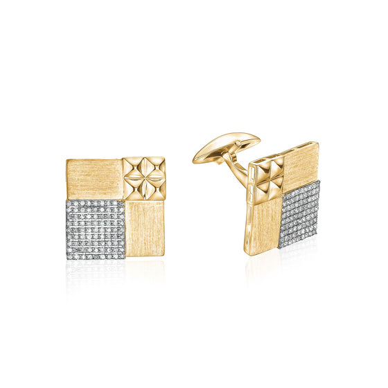 14K YELLOW  GOLD DIAMOND CUFFLINK