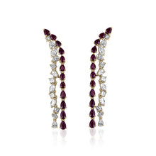  14K WHITE GOLD DIAMOND EARRING WITH RUBY